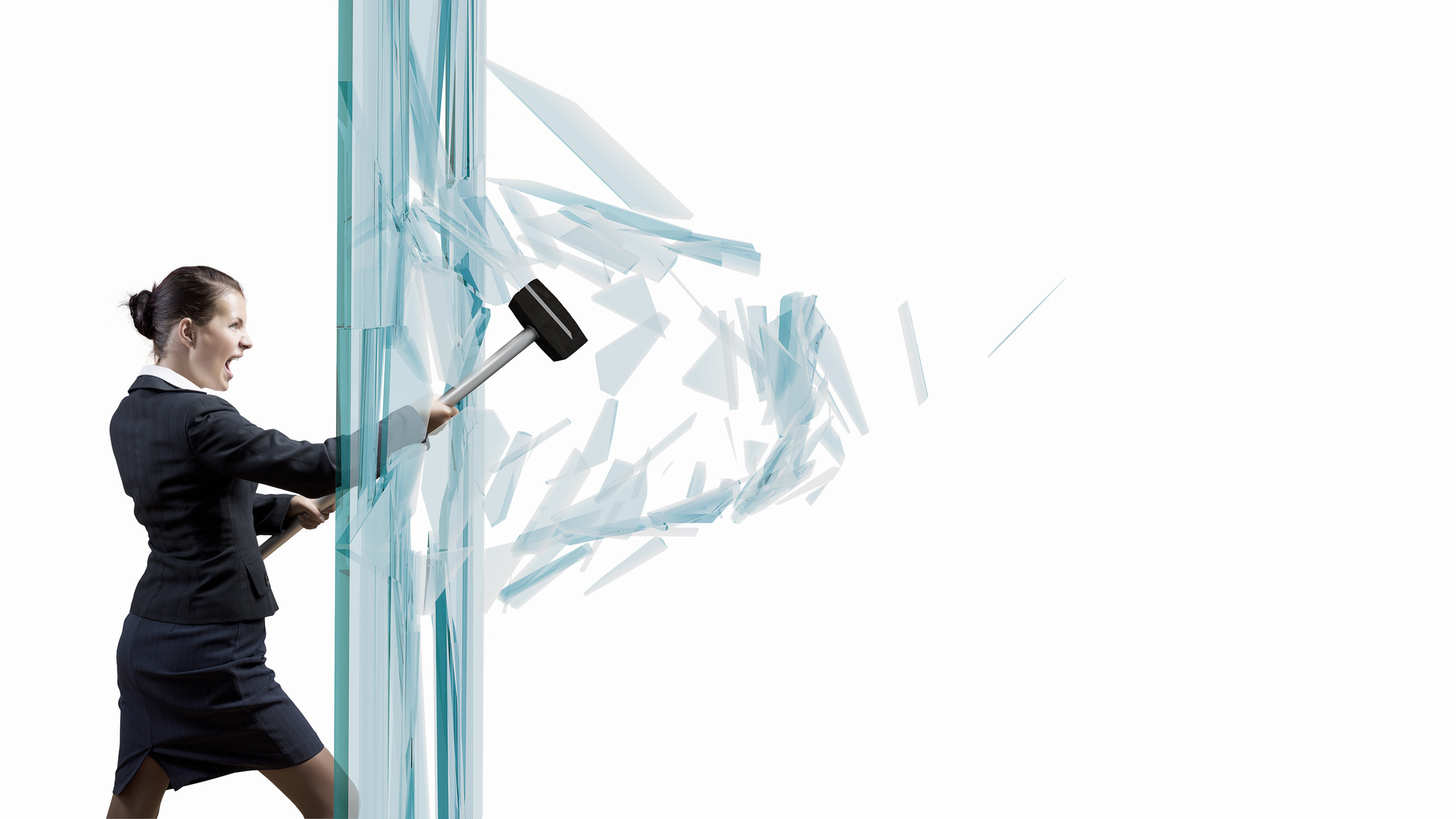 Woman breaking glass